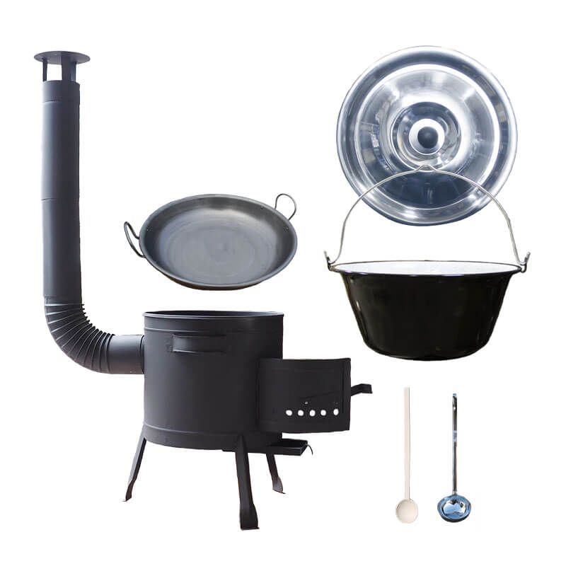 Smaltovaný kotlík 20 L (1,2 mm) + železná panvica 46 cm WOK + nízka žiaruvzdorná kotlina 42 cm PLUS 600